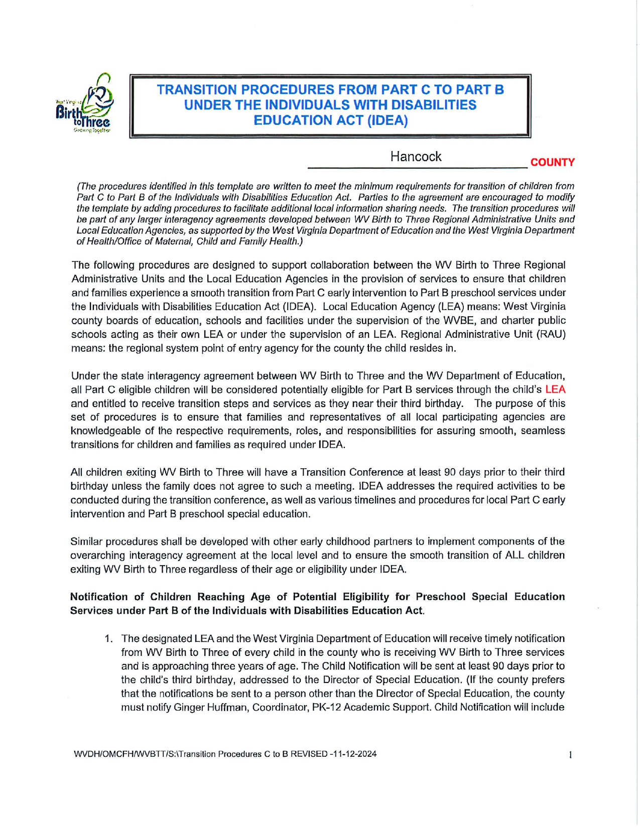 Hancock County Transition Procedures — remediated, compliant version